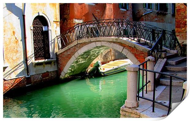 Bridge in Venice Print by barbara walsh
