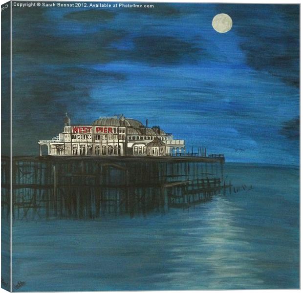 Moonlit West Pier Canvas Print by Sarah Bonnot