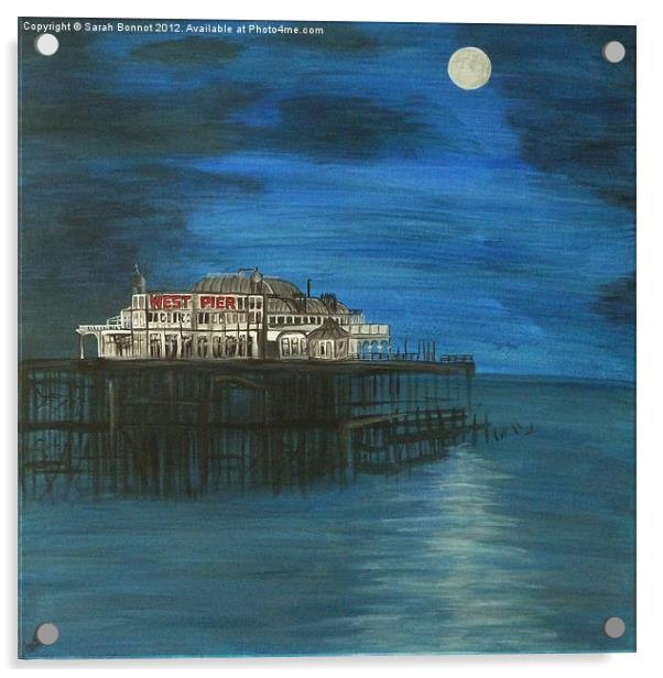 Moonlit West Pier Acrylic by Sarah Bonnot