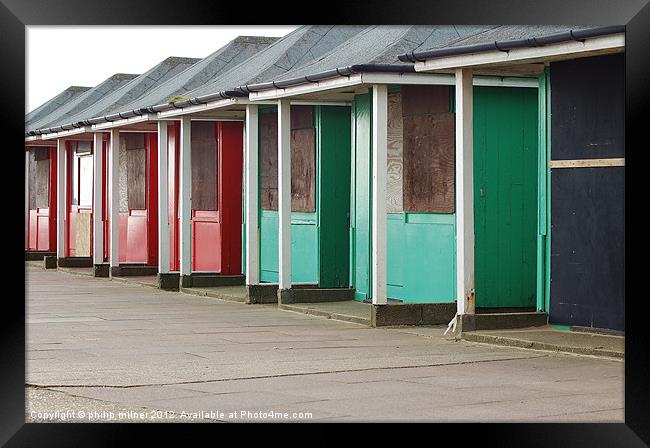 Beach Huts Closed For Winter Framed Print by philip milner