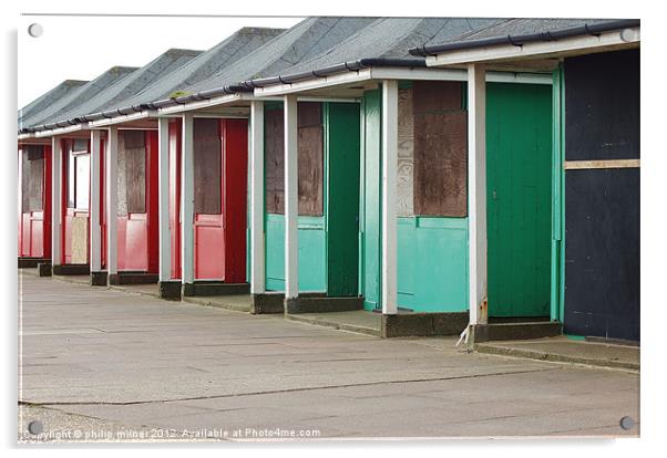 Beach Huts Closed For Winter Acrylic by philip milner