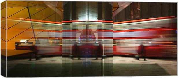 Red Bus Reflection Canvas Print by peter tachauer