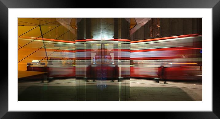 Red Bus Reflection Framed Mounted Print by peter tachauer
