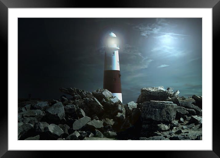 Portland Lighthouse at night Framed Mounted Print by Dean Messenger