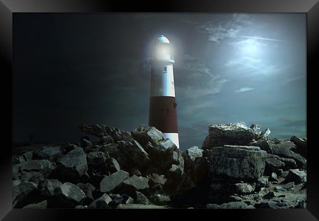 Portland Lighthouse at night Framed Print by Dean Messenger