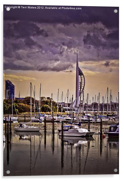 Spinnaker Tower from Priddy's Hard Acrylic by Terri Waters