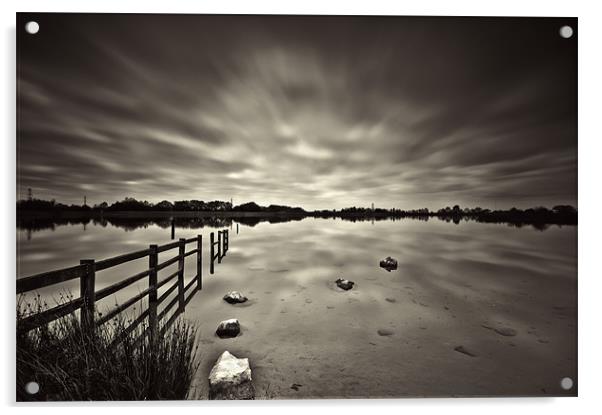Lake Long Exposure Dark Mono Acrylic by Steve Purnell