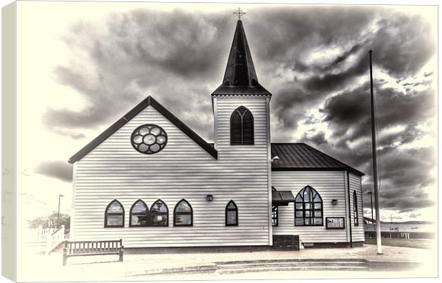 Norwegian Church Cardiff Bay Toned Canvas Print by Steve Purnell
