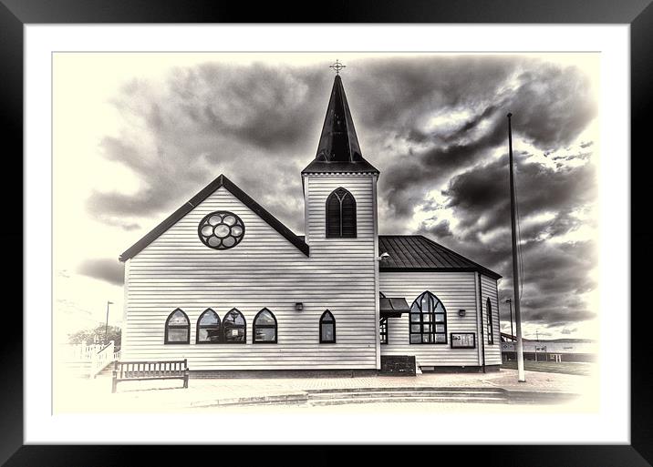 Norwegian Church Cardiff Bay Toned Framed Mounted Print by Steve Purnell