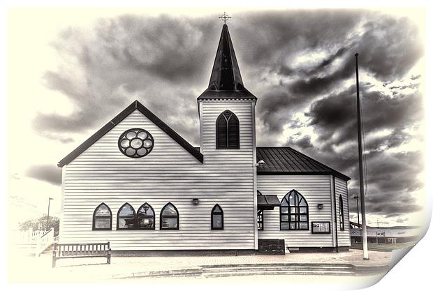 Norwegian Church Cardiff Bay Toned Print by Steve Purnell