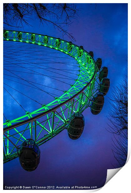 London Eye, St. Patrick's Day Print by Dawn O'Connor