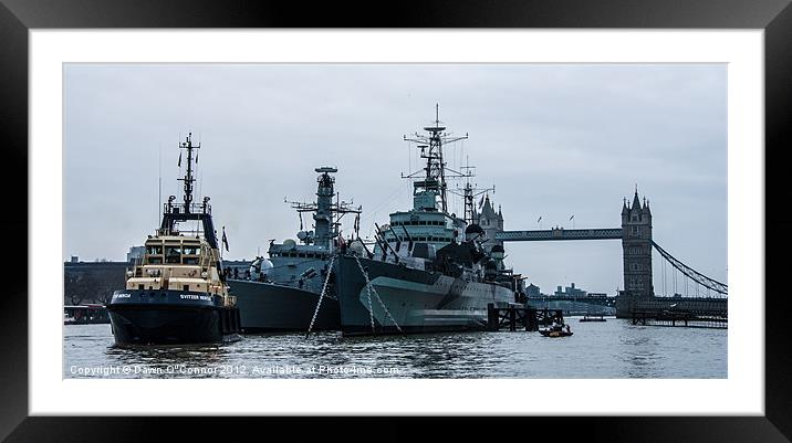 Battleships and Tugboat Framed Mounted Print by Dawn O'Connor