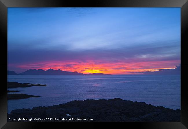 Sunset, Rum, Inner Hebrides, Scotland Framed Print by Hugh McKean