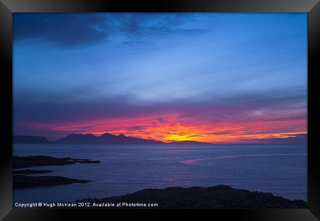 Sunset, Rum, Inner Hebrides, Scotland Framed Print by Hugh McKean