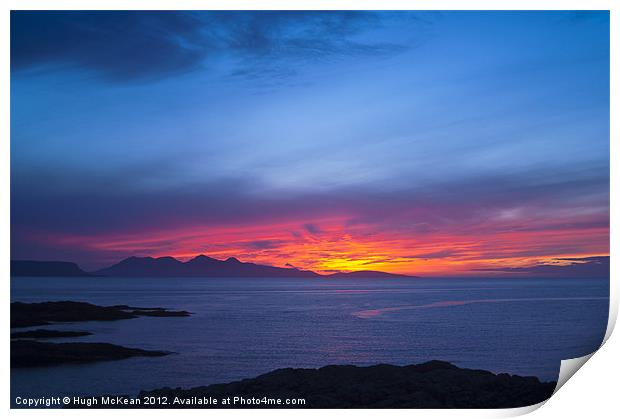 Sunset, Rum, Inner Hebrides, Scotland Print by Hugh McKean
