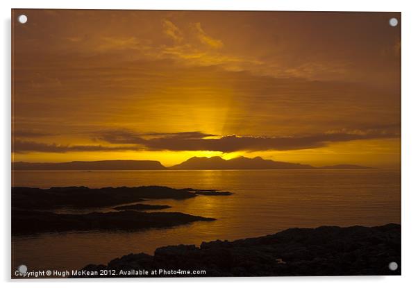 Sunset, Rum, Inner Hebrides, Scotland Acrylic by Hugh McKean