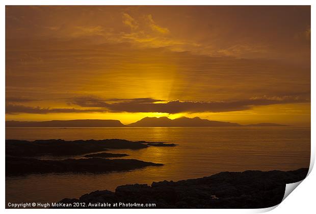 Sunset, Rum, Inner Hebrides, Scotland Print by Hugh McKean