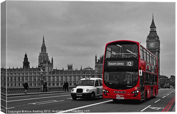 Red Bus and Big Ben Canvas Print by Alice Gosling