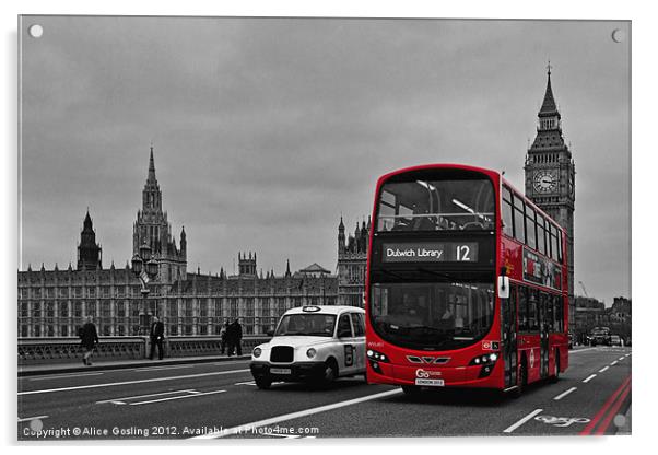 Red Bus and Big Ben Acrylic by Alice Gosling