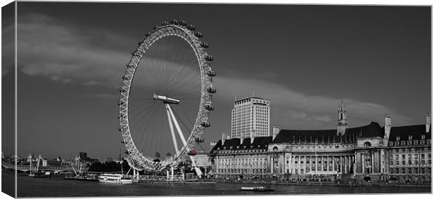 London Eye Black and White Canvas Print by Dean Messenger