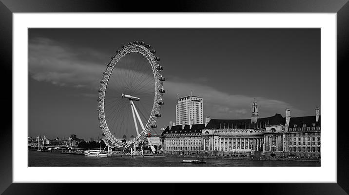 London Eye Black and White Framed Mounted Print by Dean Messenger