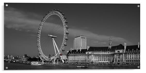 London Eye Black and White Acrylic by Dean Messenger