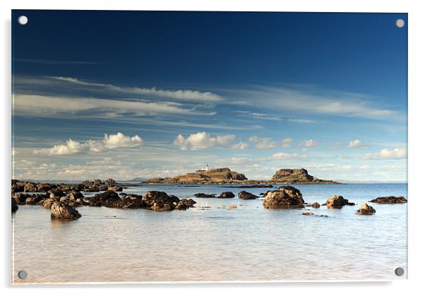 Yellowcraigs beach and Fidra island Acrylic by Grant Glendinning