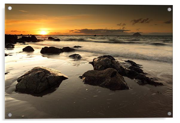 Ayrshire coast Sunset Acrylic by Grant Glendinning