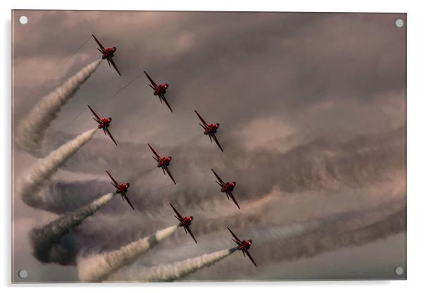 Red Arrows Diamond Nine Acrylic by Phil Clements