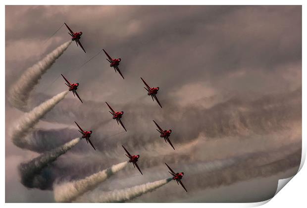 Red Arrows Diamond Nine Print by Phil Clements