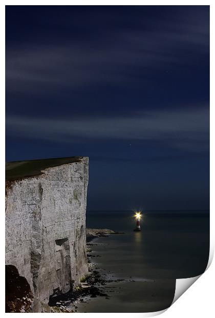 Midnight At Beachy Head Print by Phil Clements
