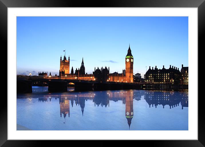 London Skyline reflections Framed Mounted Print by David French