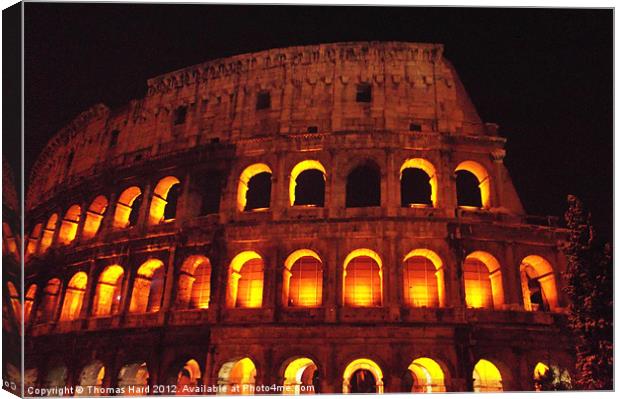 Roman Colosseum at night Canvas Print by Tom Hard