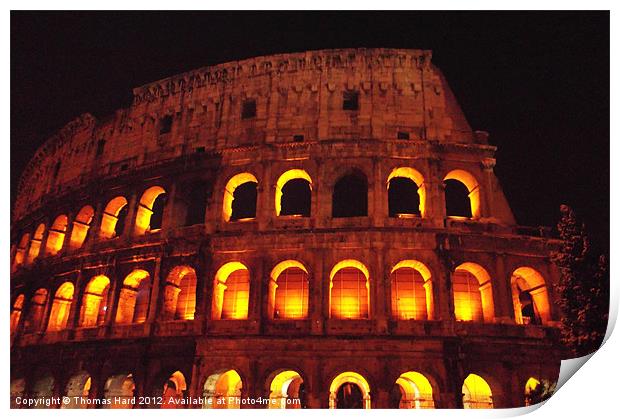 Roman Colosseum at night Print by Tom Hard
