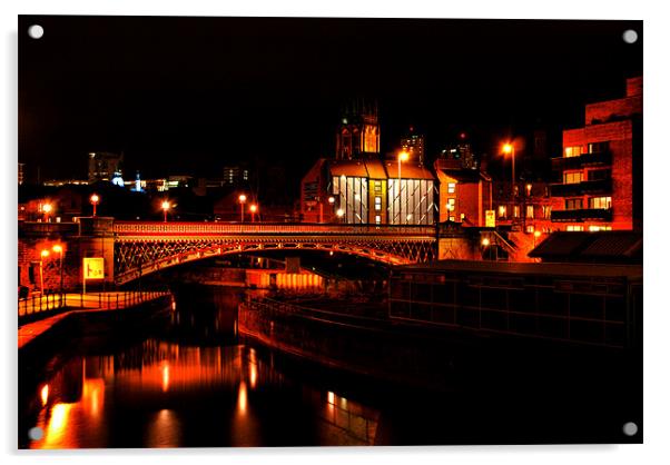 Leeds by night Acrylic by Maria Tzamtzi Photography