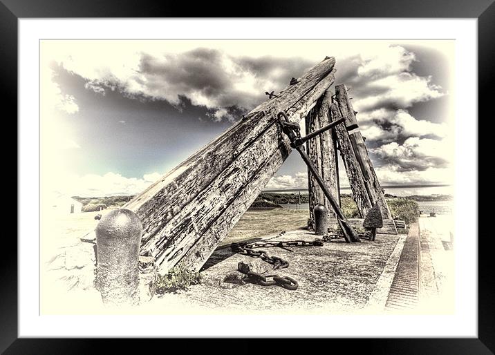 Anchor Sculpture Toned Framed Mounted Print by Steve Purnell