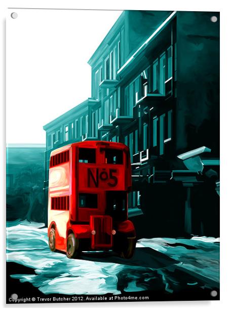 Old London Bus Acrylic by Trevor Butcher