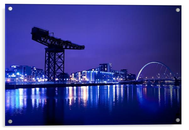 The River Clyde At Night. Acrylic by Aj’s Images