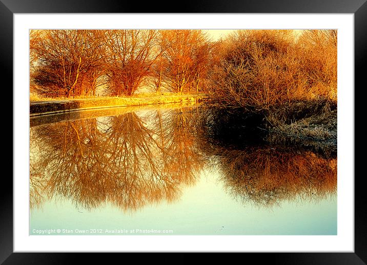 Autumn Sunlit Reflection. Framed Mounted Print by Stan Owen