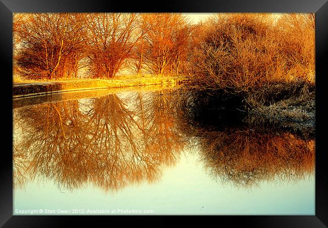 Autumn Sunlit Reflection. Framed Print by Stan Owen