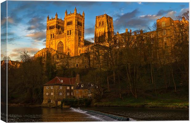 Durham Cathedral Golden Sunset Canvas Print by Kevin Tate