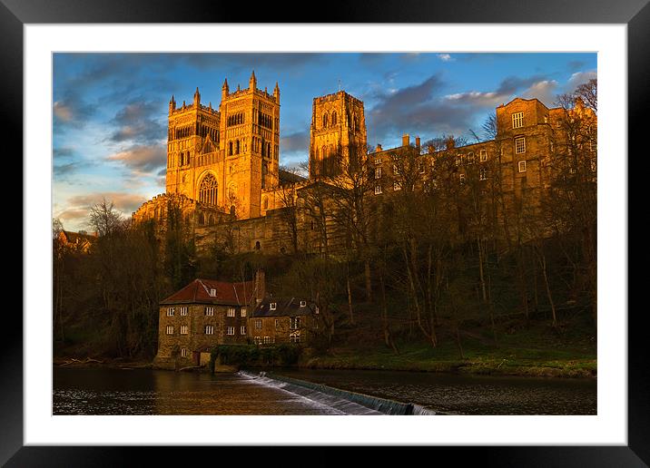 Durham Cathedral Golden Sunset Framed Mounted Print by Kevin Tate