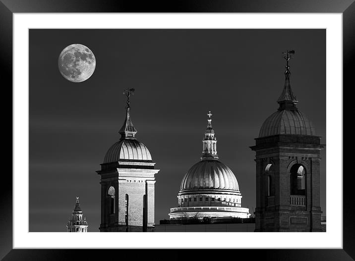 Moon Over St Pauls Framed Mounted Print by Dean Messenger