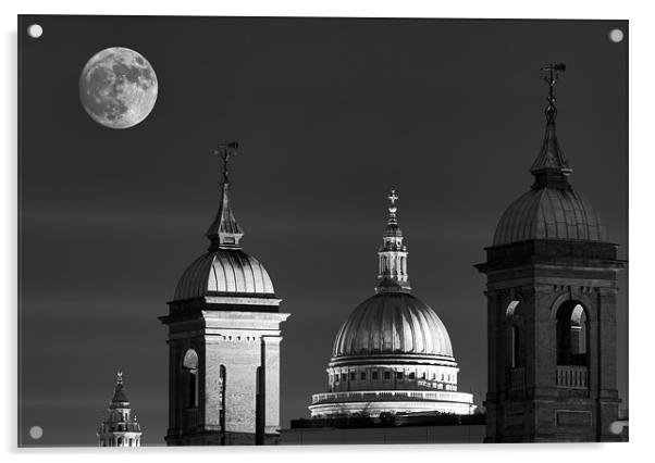 Moon Over St Pauls Acrylic by Dean Messenger