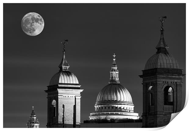 Moon Over St Pauls Print by Dean Messenger