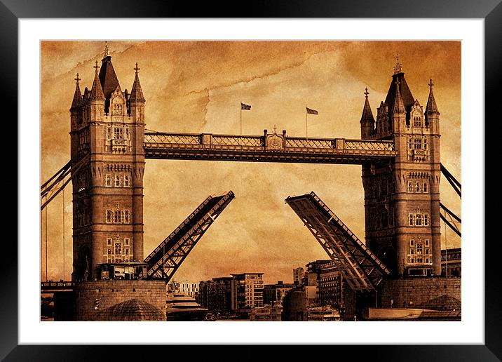Tower Bridge Sepia Framed Mounted Print by Dean Messenger