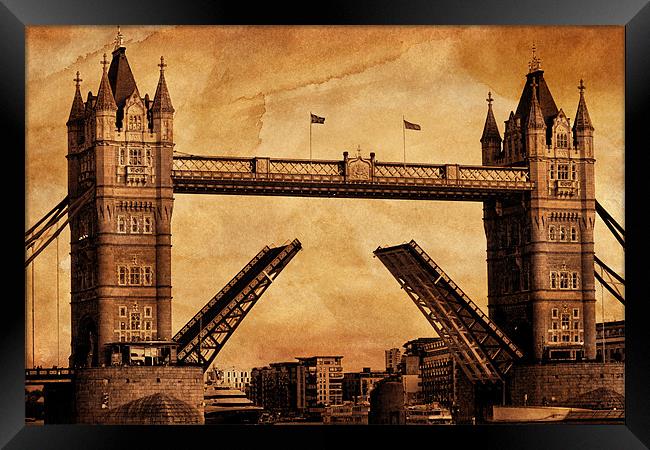 Tower Bridge Sepia Framed Print by Dean Messenger