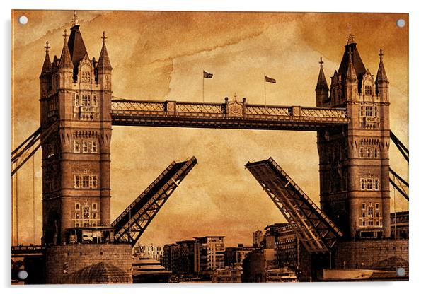 Tower Bridge Sepia Acrylic by Dean Messenger