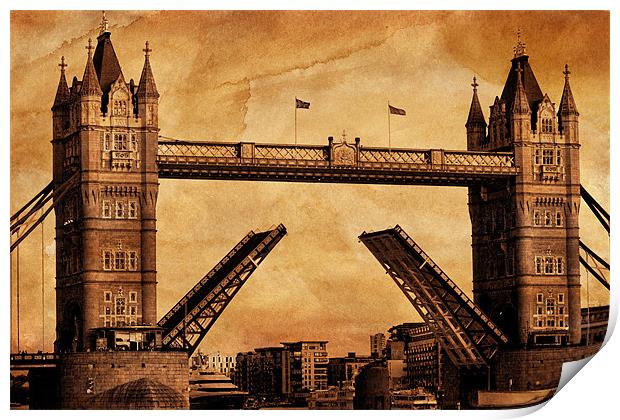 Tower Bridge Sepia Print by Dean Messenger