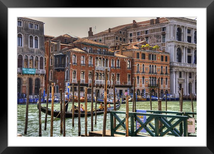 Gondolas on the Grand Canal Framed Mounted Print by Tom Gomez